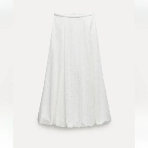 Zara ZW Collection Voluminous Skirt with Cutwork Embroidery Sz-L - Picture 5 of 11